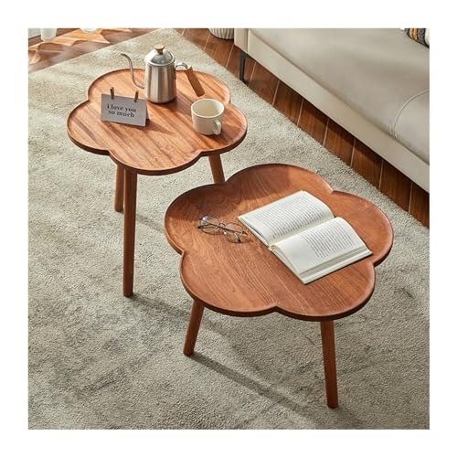 Huangj-0527 Couchtisch Wohnzimmertisch 1 Stück Luxus-Couchtisch aus Holz, runder Wohnzimmer-Couchtisch, Kleiner Balkontisch, Sofa-Ecktisch für Wohnzimmer(Klein)