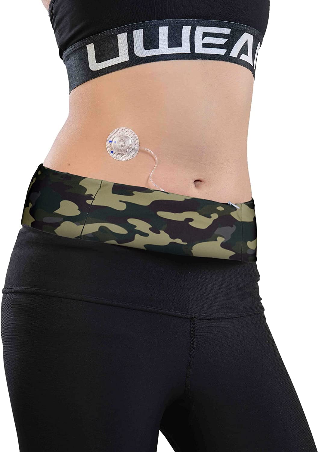 Dia-Bellyband, Taillenband für Insulinpumpe. Optimal für Sport, Reisen und Schlaf. Bequeme Öffnungen für Schläuche. Passend für alle Insulinpumpen. (XS (62-72 cm))