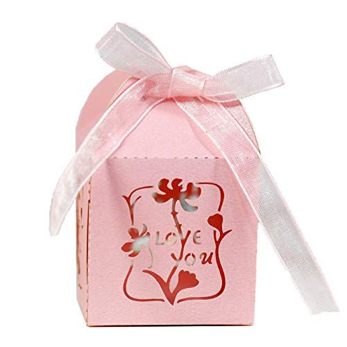 100 Stück "Love You" Papier-Hohlschnitt Gastgeschenke Geschenkschachteln Aufbewahrung mit Band Babyparty Hochzeit Party Supplies Weihnachtskränze mit Lichtern batteriebetrieben