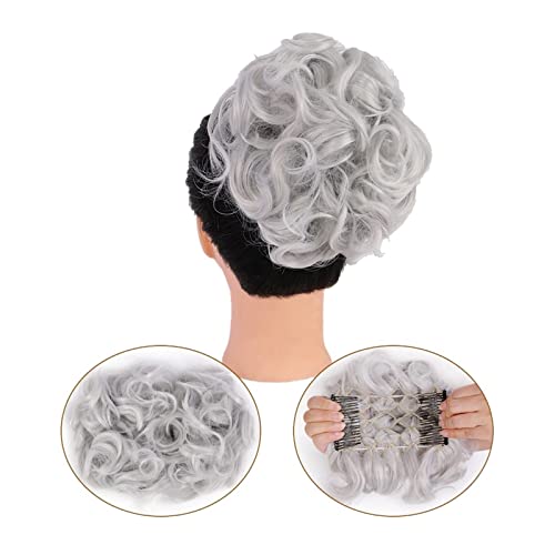 Bun Haarteile Kämme Clip-in-Pferdeschwanzverlängerungen for Frauen, unordentliches, lockiges Haar, Duttverlängerungen, synthetisches Hochsteckfrisur-Haarteil, Chignons, leicht dehnbares Haar Brötchen-