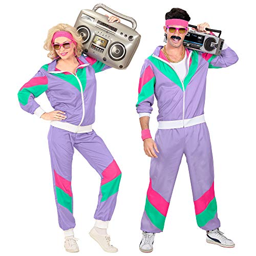 24costumes Trainingsanzug Kostüm 70er 80er 90er | lila, pink, türkis | Jogginganzug | Sport & Verkleidung: Größe: XL