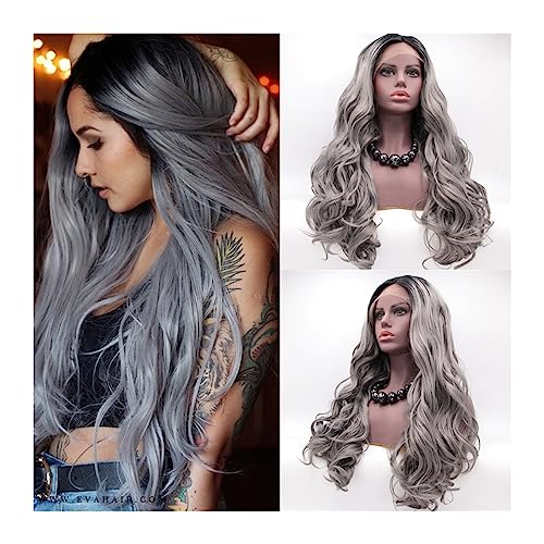 Perücken Natürliche Perücken, tägliche Party, Cosplay, gewelltes Haar, Lace-Front-Perücken, 61 cm lang, gewellt, synthetische Perücke for Frauen, hitzebeständig Damenperücke(J019)