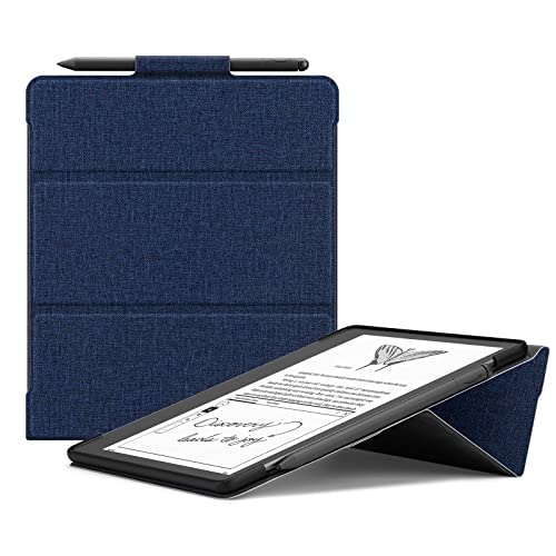 Ayotu Trifold Stand Case für Kindle Scribe (2022 Released) – Strapazierfähige Premium-Stoffhülle mit Stifthalter, Auto Sleep/Wake, nur für 10,2 Zoll Kindle Scribe, Blau