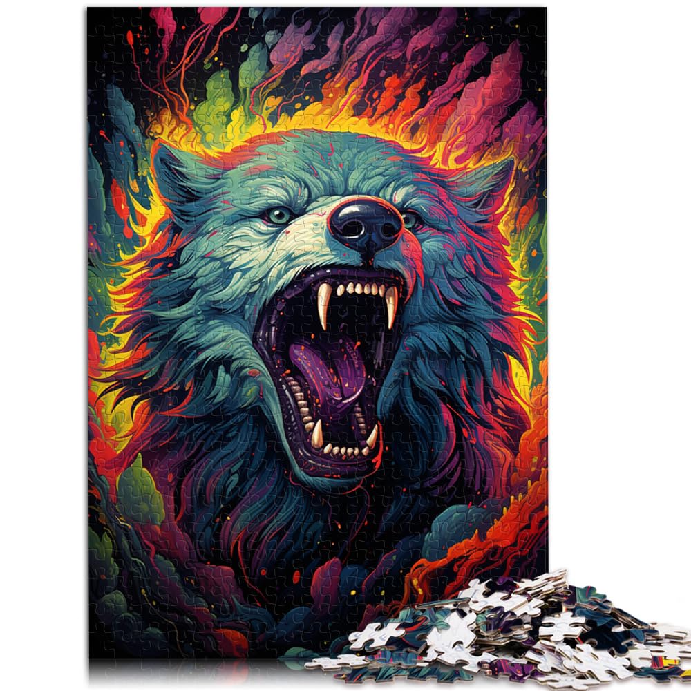 Puzzle, farbenfroher, Psychedelischer Neon-Eisbär, 1000-teiliges Puzzle für Erwachsene, Holzpuzzle zum Stressabbau, Urlaub zu Hause, Zeit totschlagen, 1000 Teile (50 x 75 cm)