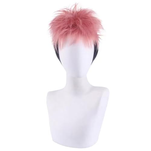 WCCNKK Jujutsu Kaisen Itadori Yuji Cosplay Perücke, Rote Schwarze Kurze Haare, Mit Kostenloser Perückenkappe,Halloween Kostüm Perücke, Für Party Karneval Weihnachten, Dekoratives Geschenk