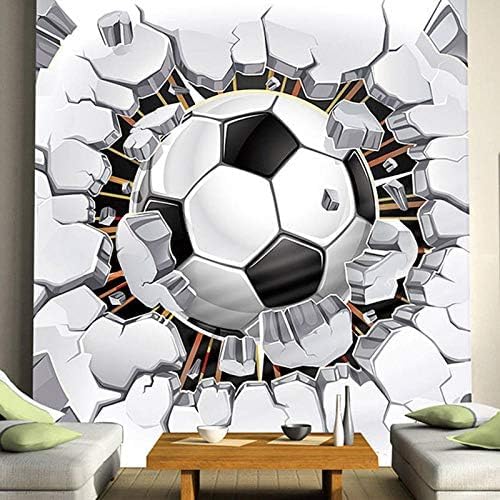 XLMING Schwarz-Weiße Fußballkunst 3D Tapeten Home Esszimmer Sofa Schlafzimmer Wohnzimmer TV Hintergrund-400cm×280cm