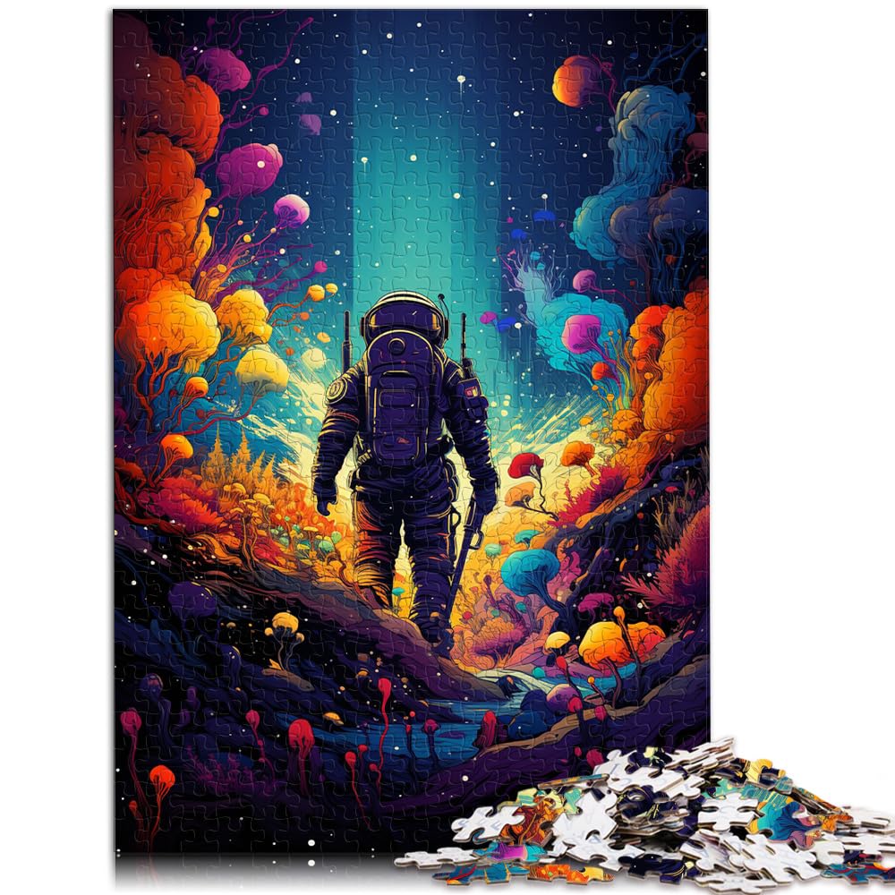 Puzzle | Puzzle „Astronauten Spielen im farbenfrohen Weltraum“, 1000 extragroße Teile, Holzpuzzle, Lernspiele für Zuhause, DIY-Spielzeug, 1000 Teile (50 x 75 cm)