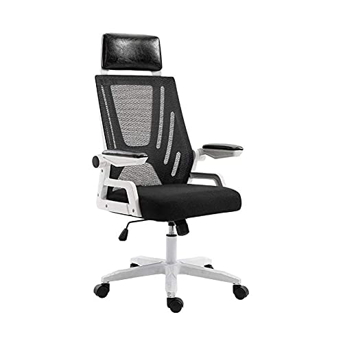 QYZUJIKL Boss Chair Bürostühle mit hoher Rückenlehne, schwarzes Netzgewebe, drehbar, ergonomischer Bürostuhl mit hochklappbaren Armlehnen, Computer-/Gaming-Stühle