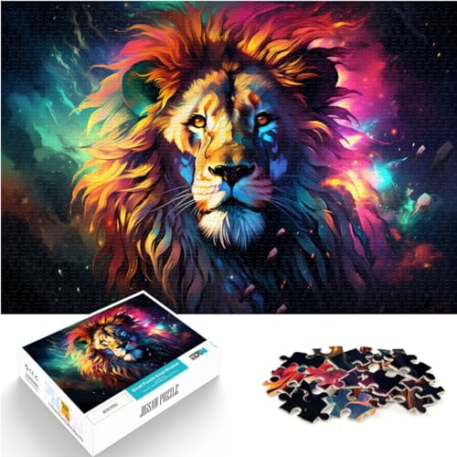 Spielzeug Puzzle Bunter Sternenhimmel Löwe für Erwachsene 1000 Teile Puzzle Geschenke Holzpuzzle Einzigartige Geburtstags 1000 Teile (50x75cm)