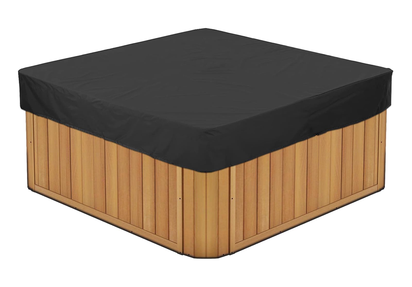 BaCover Outdoor Quadrat Whirlpool-Abdeckung, Allwetter Garten Spa Abdeckung aus 210D Oxford, Wasserdicht, Staubdicht, UV-geschützt Poolabdeckung,Schwarz,210x210x30cm