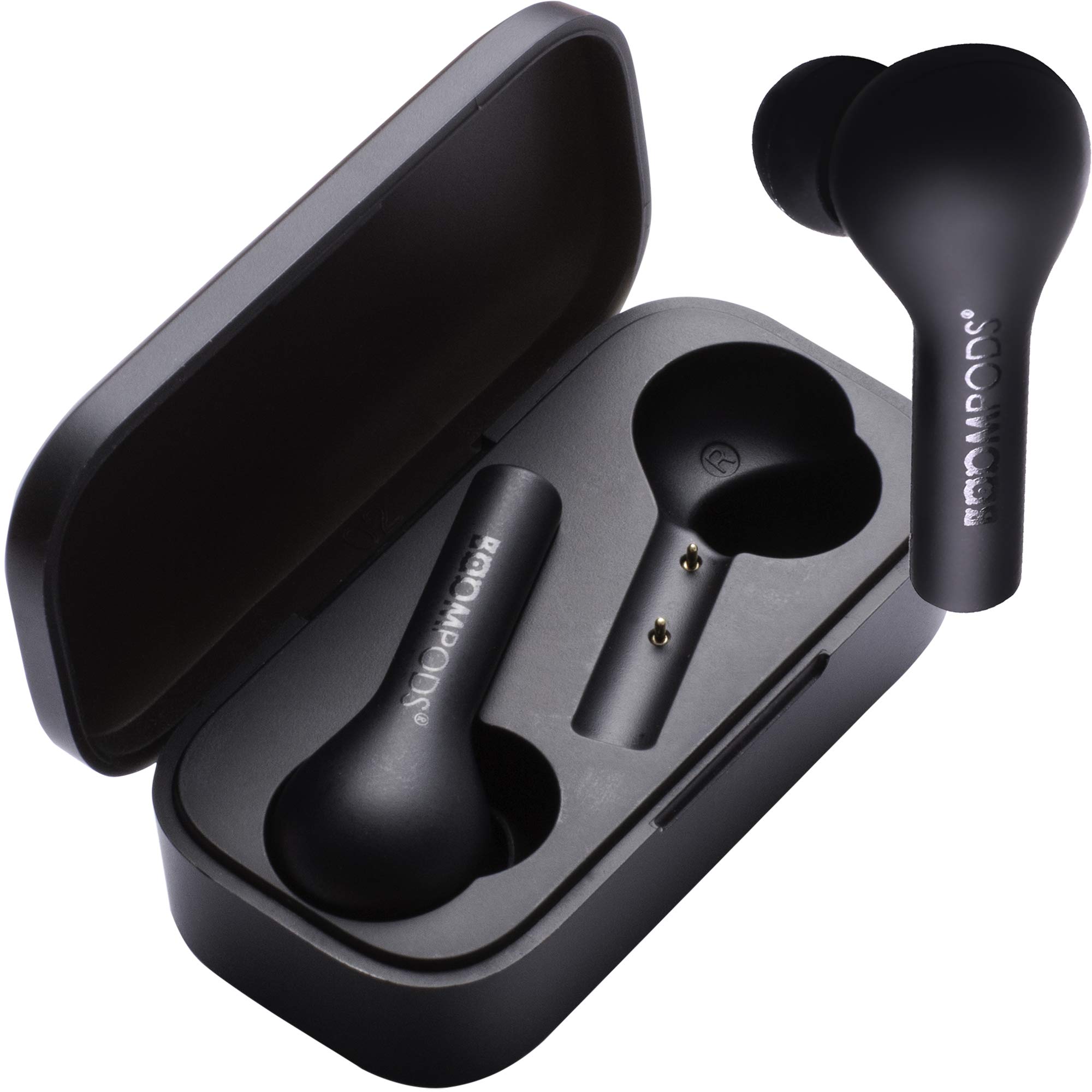 Boompods Bassline TWS True Wireless Bluetooth Kopfhörer, kabellose Ohrhörer,TWS In-Ear Kopfhörer mit Mikrofon, IPX5 Schutz Ear Buds, 4.5 Std. Spielzeit, Schwarz