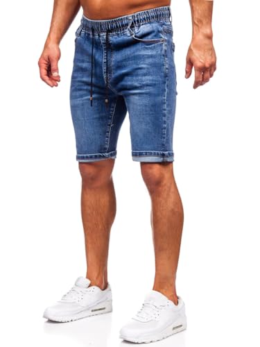 BOLF Herren Jeans Shorts Kurze Jeanshose Stretch Denim Bermudas Kurze Hose Cargo Cargoshorts Used Look Baumwolle Sommer Freizeithose Slim Fit 9315 Dunkelblau S [7G7]