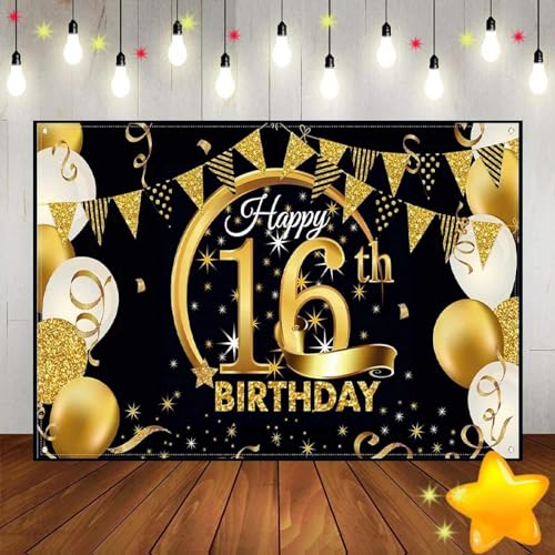 Alles Gute zum 16. Geburtstag Fotografie Dekoration Banner Erwachsene Prinz Jung Hintergrund Süßes Foto Vinyl Cust Hintergrund 240X180cm