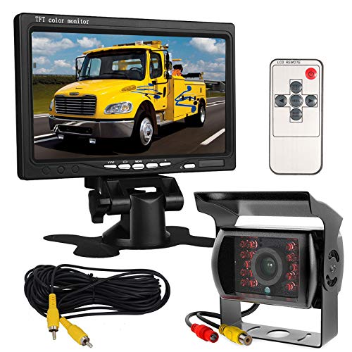 12 V-24 V 17,8 cm Auto TFT LCD-Bildschirm HD Monitor + Bus LKW-Anhänger 18LEDs IR-Nachtsicht wasserdicht Rückfahrkamera Backup Kamera mit 10 m Video-Kabel