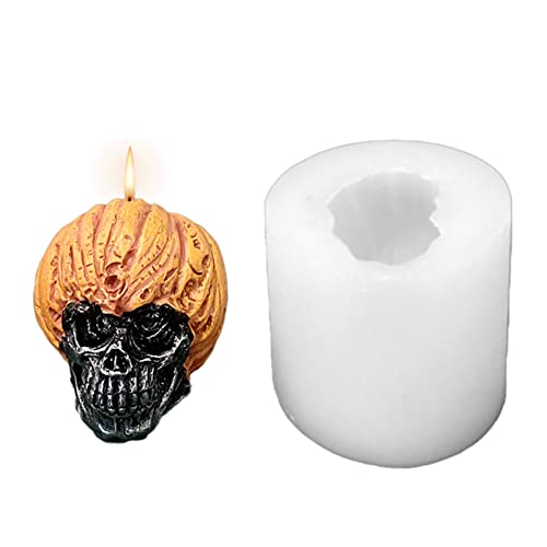 CYILPR Kerzenformen, Halloween, 3D-Totenkopf-Kerzenformen, Kürbis-Silikon-Kerzenformen, 3D-Kerzenformen, Seife, Kuchenform, Backformen