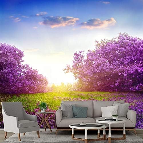 Sonnenaufgang Lila Landschaft Blume Landschaft 3D Tapeten Wanddekoration Fototapete Sofas Wohnzimmer Wandbild Schlafzimmer-150cm×105cm