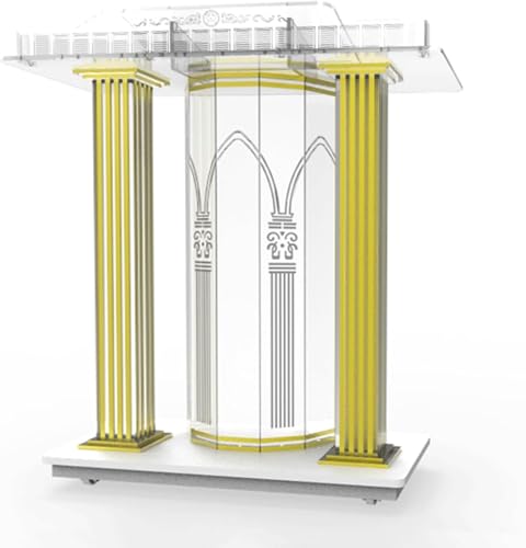 Podio Led Bodenstehendes Podium Acryl Bibel Lesepodest Steht Luxuriöser Goldener Lesetisch Tragbare scrollende akademische Kanzel Kirche Atril