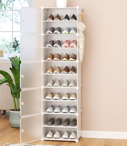 Schuhschrank-Organizer, multifunktionales modulares Würfel-Aufbewahrungs-Schuhregal mit Seitentür, für Flur, Schlafzimmer, Eingangsbereich, Wohnzimmer für alle Arten von Schuhen, abnehmbare