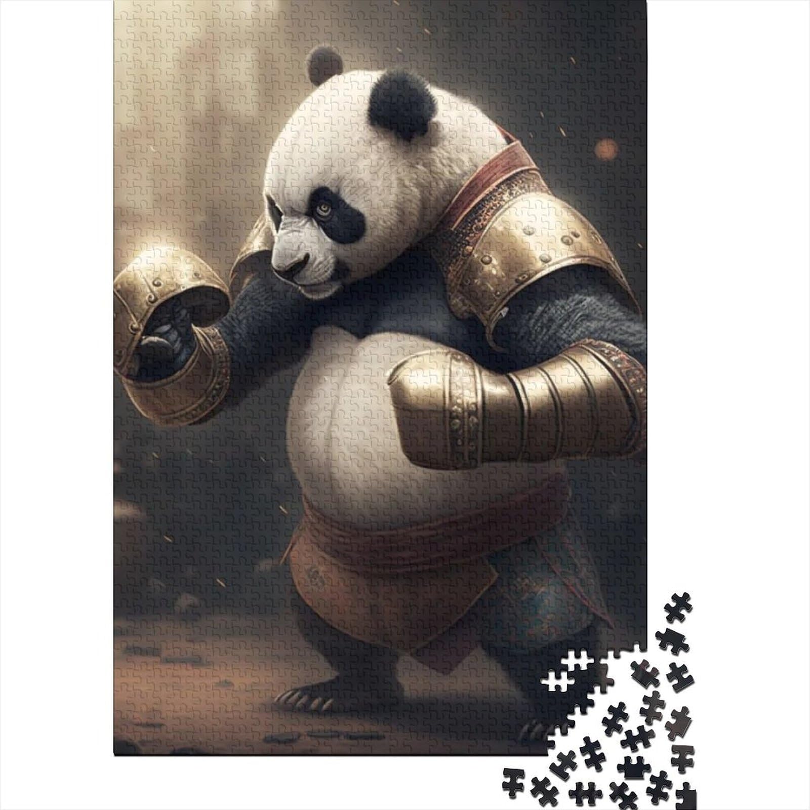 1000-teiliges Puzzle für Erwachsene Teenager. Panda-Krieger-Holzpuzzle für Erwachsene eignet ganze Familie und die (Größe: 75 x 50 cm)