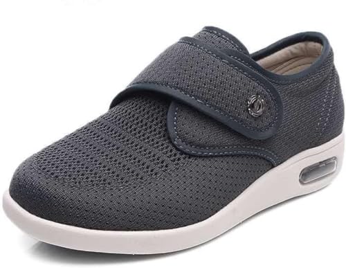 Damen-Hausschuhe aus Memory-Schaum mit breiter Passform, Diabetiker-Wanderschuhe, orthopädische Diabetiker-Wanderschuhe, bequeme Outdoor-Wanderschuhe, Grau, 37,5 EU