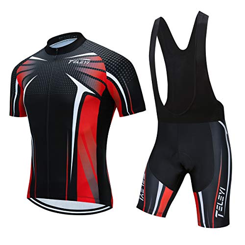 Weimostar Herren Radtrikot Trägerhose Schwarz Sets Fahrradbekleidung Kurzarm