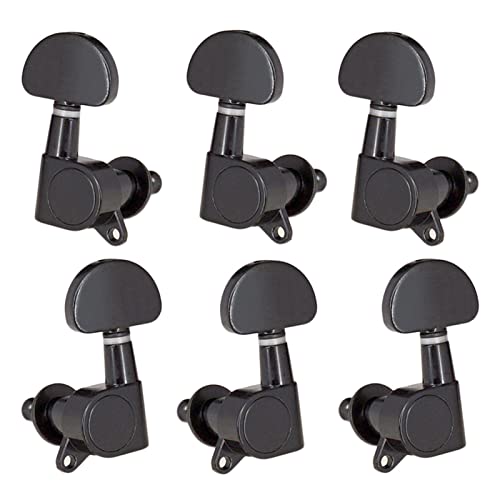 Gitarre Sealed Tuning Pegs Semicircle Machine Head Tuners Ersatz 3L3R Gitarre Pegs Saiteninstrumente Teile Gitarre Tuning (Farbe: Schwarz)