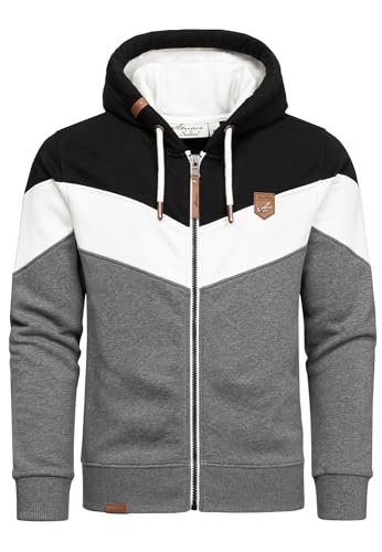 Amaci&Sons Sweatjacke Kapuzenpullover Herren Pullover Hoodie Zipper Jacke 4069 Schwarz/Anthrazit/Weiß M