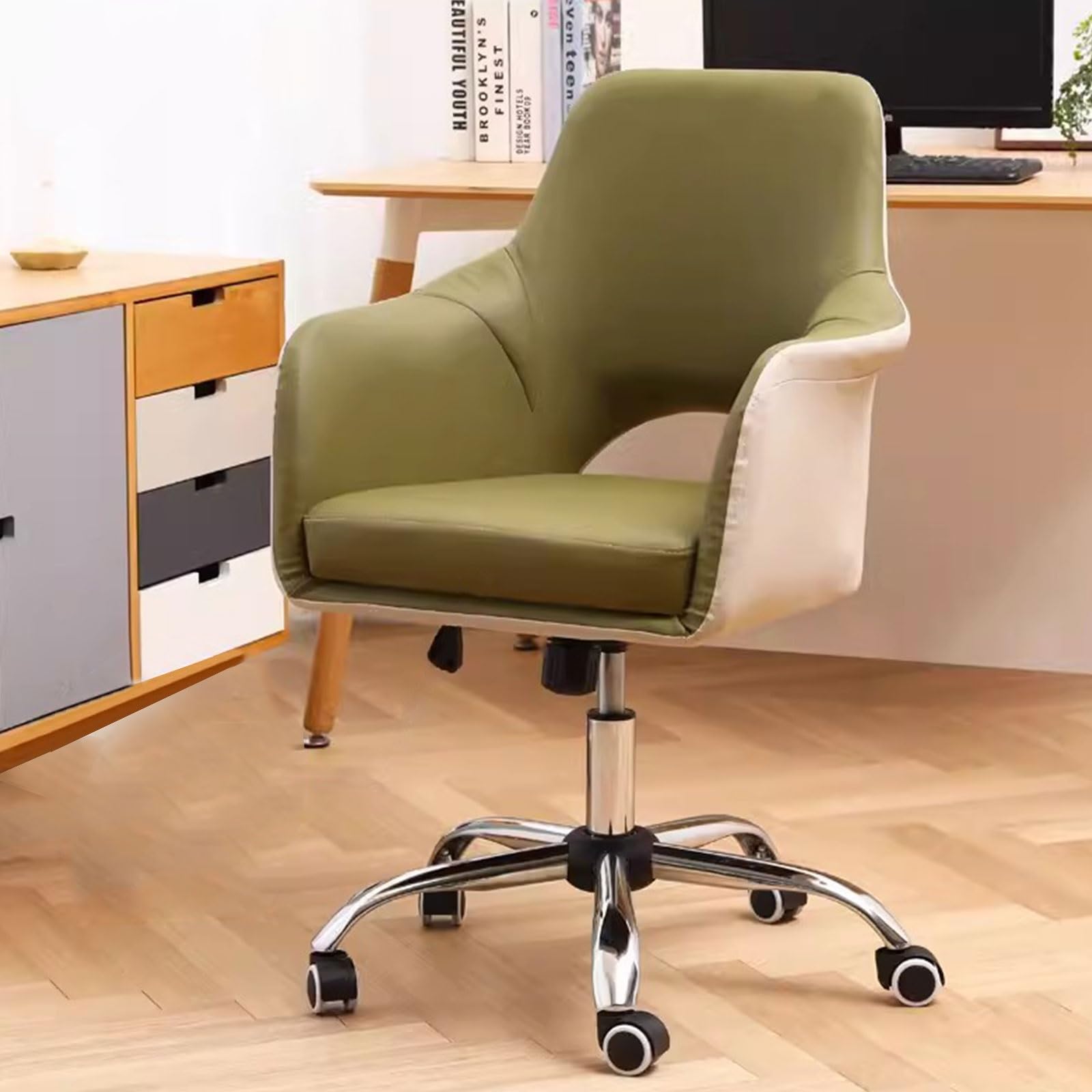 gonomic Comt Schreibtischstuhl, moderner Home-Office-Stuhl, Leder-Drehstuhl mit Armlehne, Arbeitsstuhl für Arbeitszimmer/Frisiertisch, höhenverstellbarer Arbeitssitz zur Stabilisierung Run forward