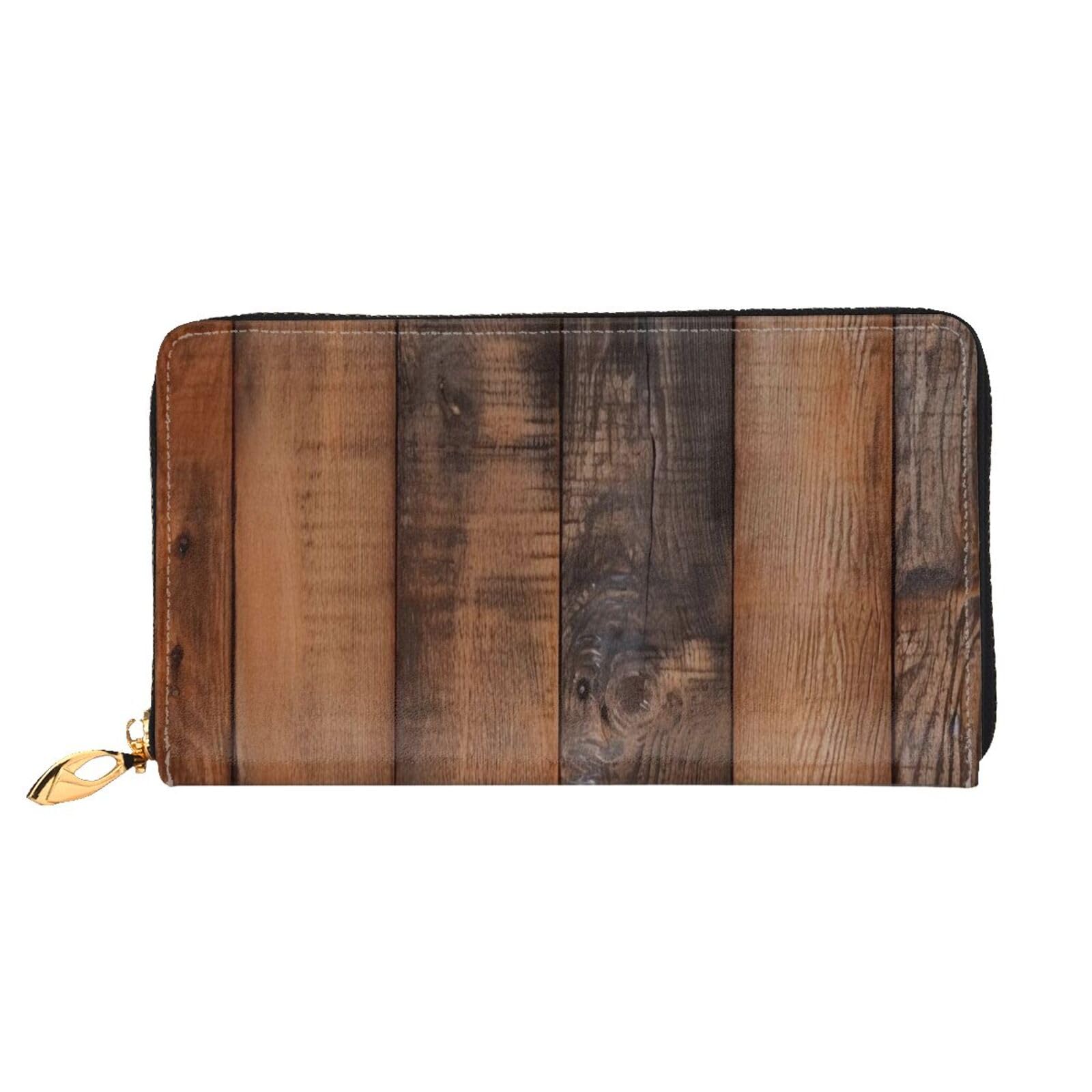 DENMER Coconut Beach Sunset Hängematte Leder Geldbörse Kunstleder mit metallischem Reißverschluss geräumiges und stilvolles Accessoire für moderne Frauen Produkt, Brown Wood, Einheitsgröße, Modern