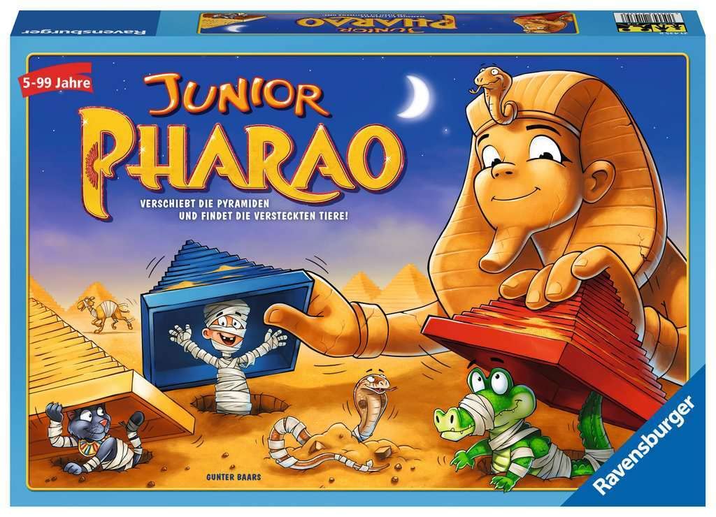 Ravensburger 21435 - Junior Pharao - Gesellschaftsspiel für die ganze Familie, Junior Version, Spiel für Erwachsene und Kinder ab 5 Jahren, für 2-4 Spieler - Schätze suchen