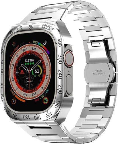 NEYENS Metall-Uhrengehäuse, Gummi-Uhrenarmband, Mod-Kit, für Apple Watch Ultra 8, 49 mm Serie, luxuriöses Sportarmband, Mod Kit, für iWatch 49 mm Uhr, Ersatzzubehör, For 49mm, Achat