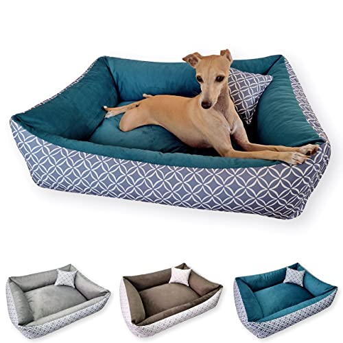 4L Textil Hundebett OTTO Boho Design Hundekissen Etno Hundekorb für mittelgroße und grosse Hunde Hundekörbchen Haustierbett Schlafplatz Hundekissen Katzenbett Katzenkorb Comfy Pet Bed Waschbar Robust (80x60 cm, Boho 01)