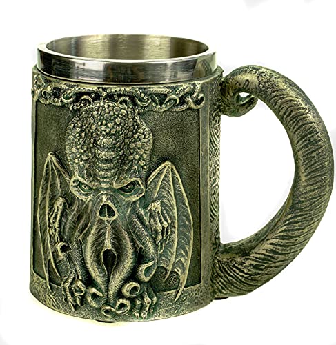 Vogler 766-7839 Call of Cthulhu Krug 400ml mit Metalleinsatz Becher Calmar Tintenfisch