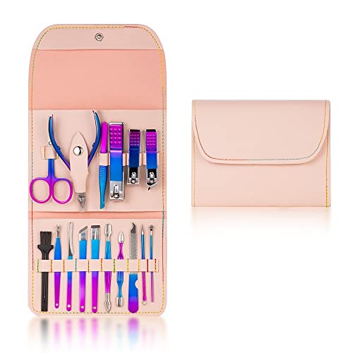 SCRUBY Nagelschneider-Set, Edelstahl, Nagelknipser-Set mit faltbarer Tasche, Maniküre-Schneider-Kits, Schere, Make-up, Beauty-Werkzeuge, goldfarben, 4–16 Stück