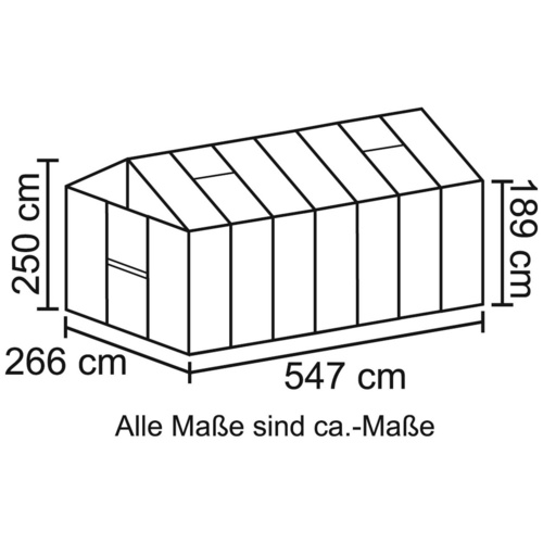 VITAVIA Gewächshaus »Zeus«, 13,8 m², Aluminium/Glas, winterfest - schwarz 3