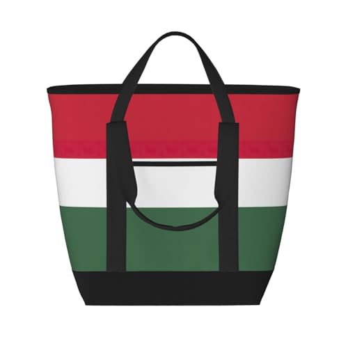 YQxwJL Isolierte Kühltasche mit Ungarn-Flagge, großes Fassungsvermögen, Einkaufstasche, Reisetasche, Strand, wiederverwendbare Einkaufstasche für Erwachsene, Schwarz, Einheitsgröße