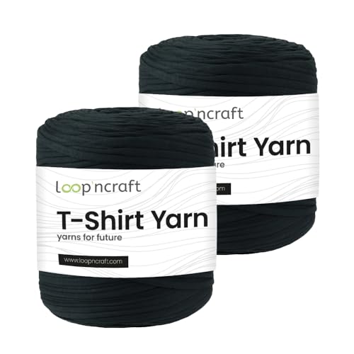 Textilgarn 2er-Set, Mitternachtswald, Loopncraft, 2 X 750g, T-Shirt Yarn, Recyling Garn