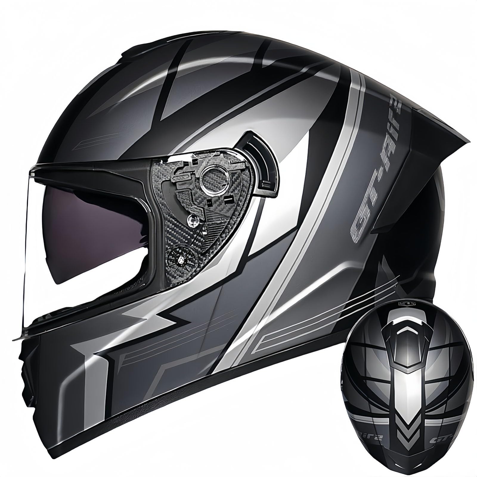 Integralhelm Mit Klappmechanismus, Modularer Motorradhelm, Integriertes Motorrad-Doppelvisier Für Männer Und Frauen, Straßenradhelm, Rennmopedhelm, DOT/ECE-Zulassung L,L59-60CM