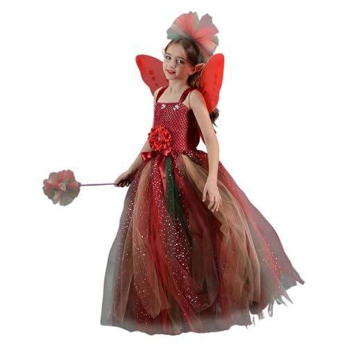 Huyeruie Feenkostüm für Mädchen,Kinderfeenkostüm - Prinzessinnenkleid Feenoutfit,Partykleid Feenflügel-Kostüm, Halloween-Kostüm für Mädchen im Alter von 2–10 Jahren