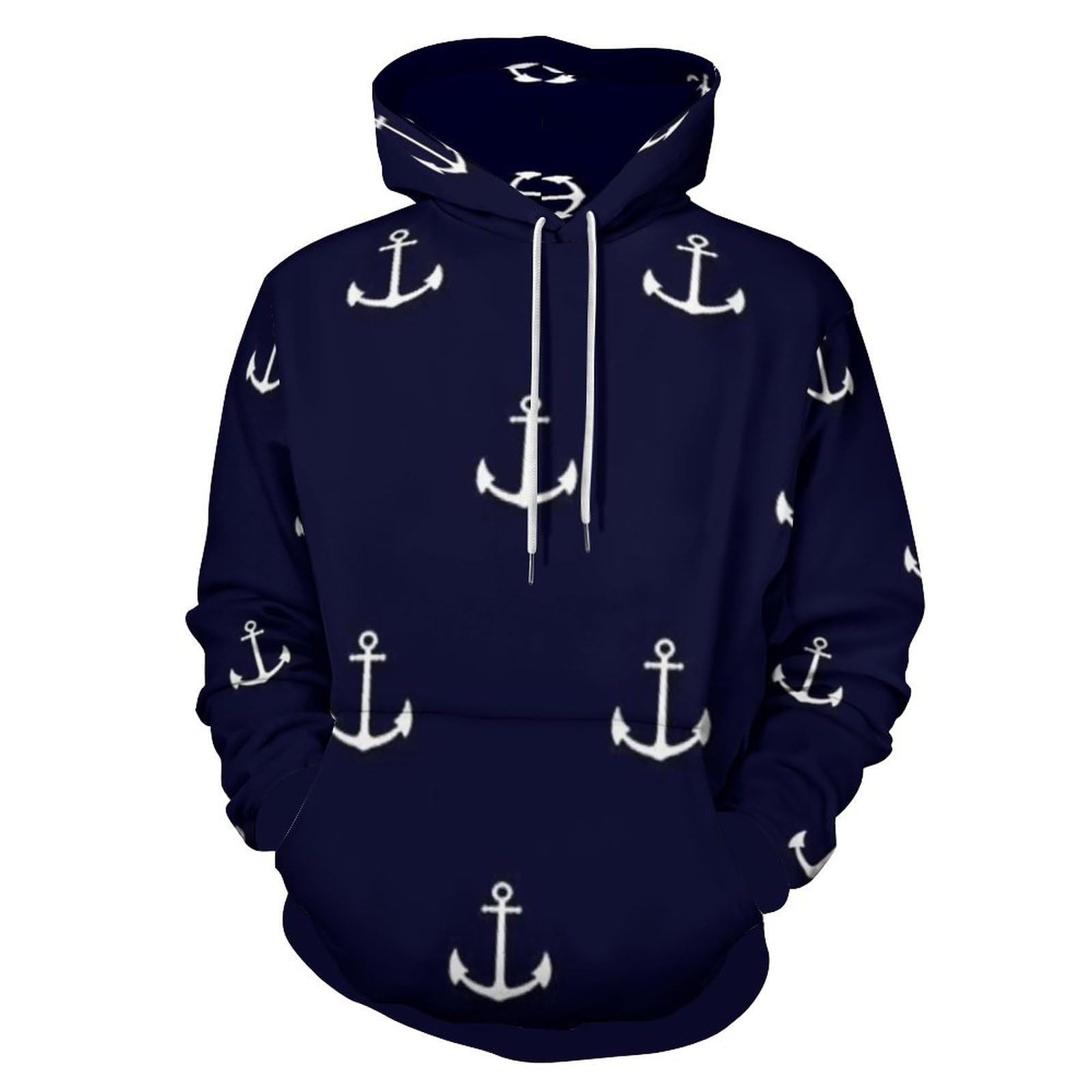 HABXNJF Kapuzen-Sweatshirt, nautisches Thema, einfache Anker, Hoodie, modischer Kapuzenpullover mit Tasche für Herren und Damen, Einfache Anker mit nautischem Motiv, 6XL