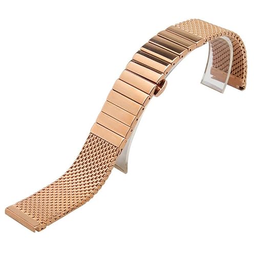 THBGTCNQ Uhrenarmband aus massivem Edelstahl mit ML-Schmetterlingsschließe, Einzelglied, 18 mm, 20 mm, 22 mm, 24 mm, Band mit Stiften(Rose Gold,20mm)