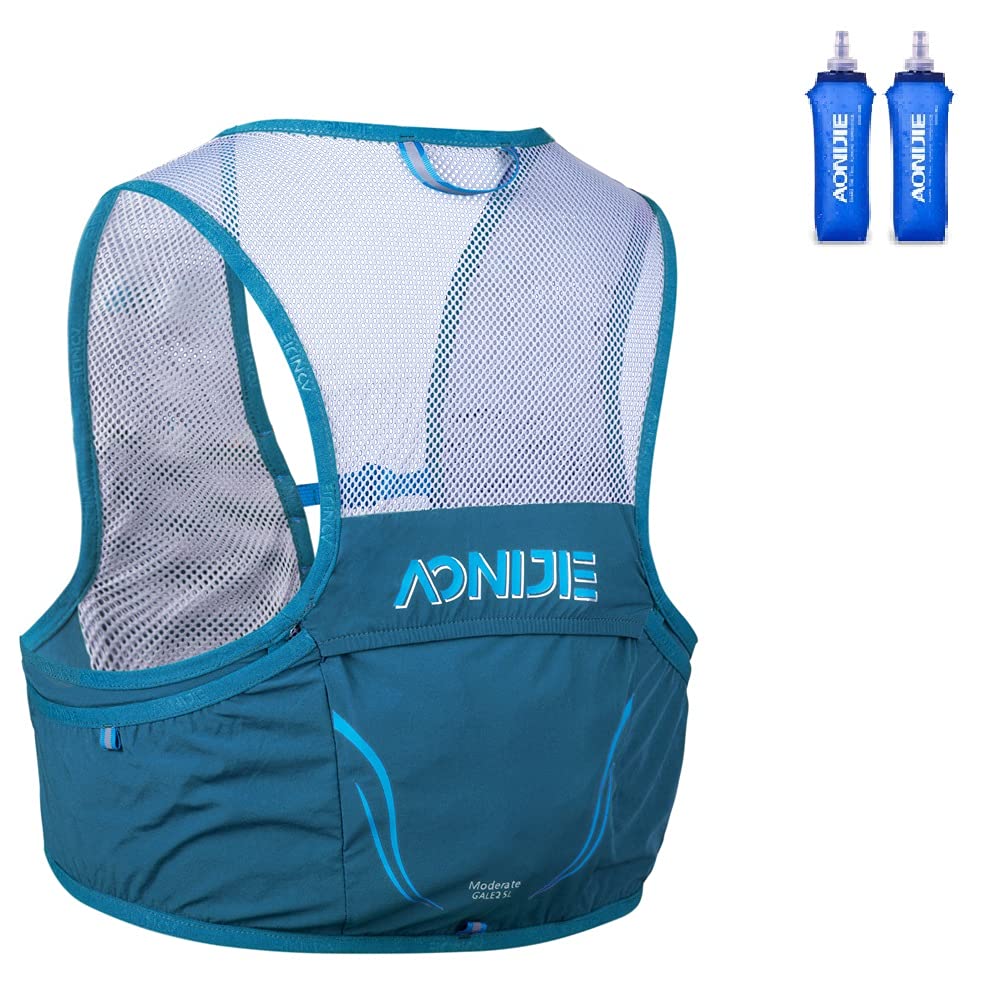 AONIJIE Running Hydration Pack 2.5L Rucksack Rucksack Tasche Weste Harness Wandern Camping, Klettern mit 2Pcs 500ml Wasserflasche (Dunkelblau, L/XL)