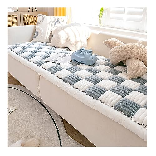 Cremefarbenes Großes Kariertes Quadratische Haustiermatte Bett Couch Abdeckung, Maschine Waschbar Garten Chic Baumwolle schützende Couch Abdeckung für Boden Haustier Couch Abdeckung ( Color : Grey , S