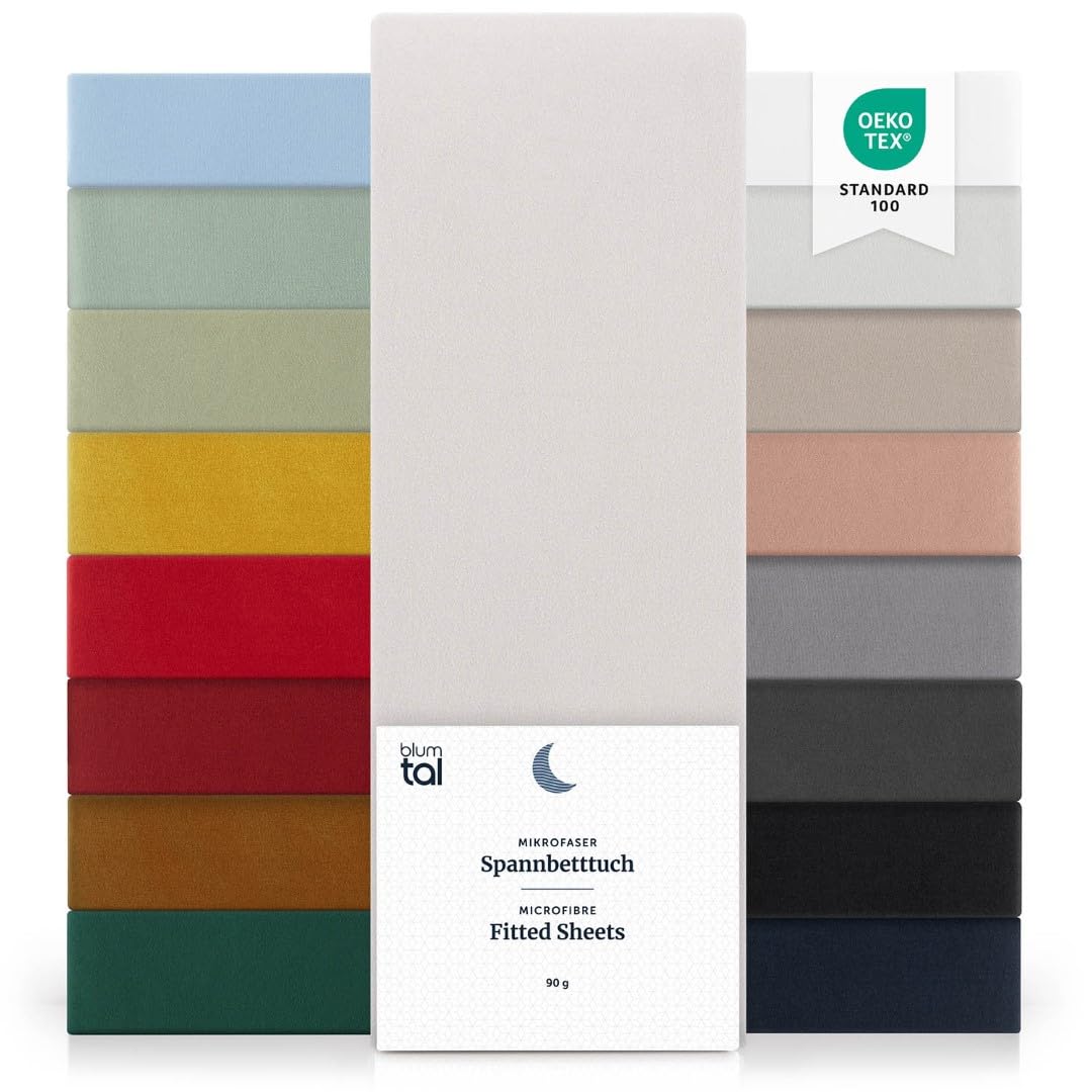 Blumtal® Spannbettlaken Microfaser - Spannbettlaken 90x190 cm im 2er Pack - Oekotex zertifizierter Bettbezug in 90x190 cm - Bettlaken für Matratzen im Set 90x190 cm - Bettbezug - Moonlight Grey-Grau