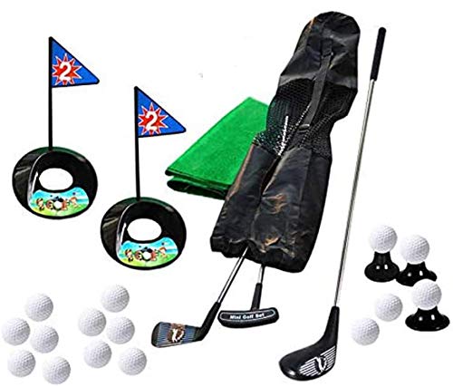 Golf-Spielzeug-Spielset, Golfer, 3 Golf-Ruten & 24 Golf-Übungssets mit schwarzer Reisetasche für Kinder von 1 bis 6 Jahren mit Rucksack