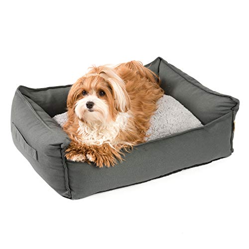 JAMAXX orthopädisches Hundebett - Memory Schaumstoff, Waschbar Wendekissen - Hundekissen mit Lammfell - Hundekorb Hundekörbchen Abnehmbarem Bezug Reissverschluss, PDB2008 (M) 65x50 grau