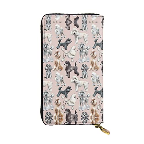 DMORJ Pudel Hunde Leder Lange Clutch Brieftasche: 19 x 10 cm bequem leicht wasserdicht langlebig schönes Geschenk, Schwarz, Einheitsgröße, Schwarz , Einheitsgröße