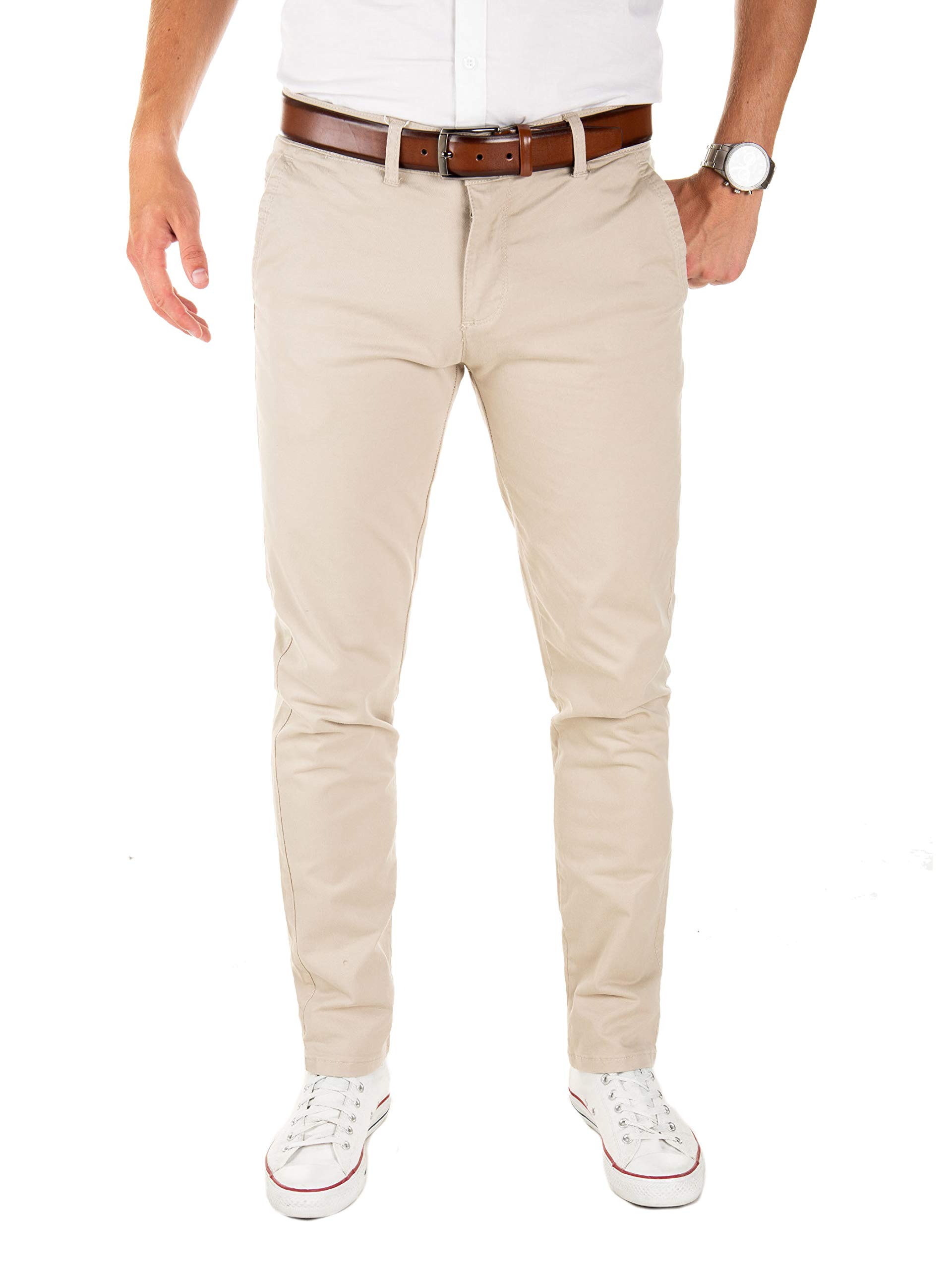 Yazubi Herren Chino Hose, Modell Dustin mit Gürtel, Maskuline Golfhose, Beige (Plaza Taupe 161105), W36/L38