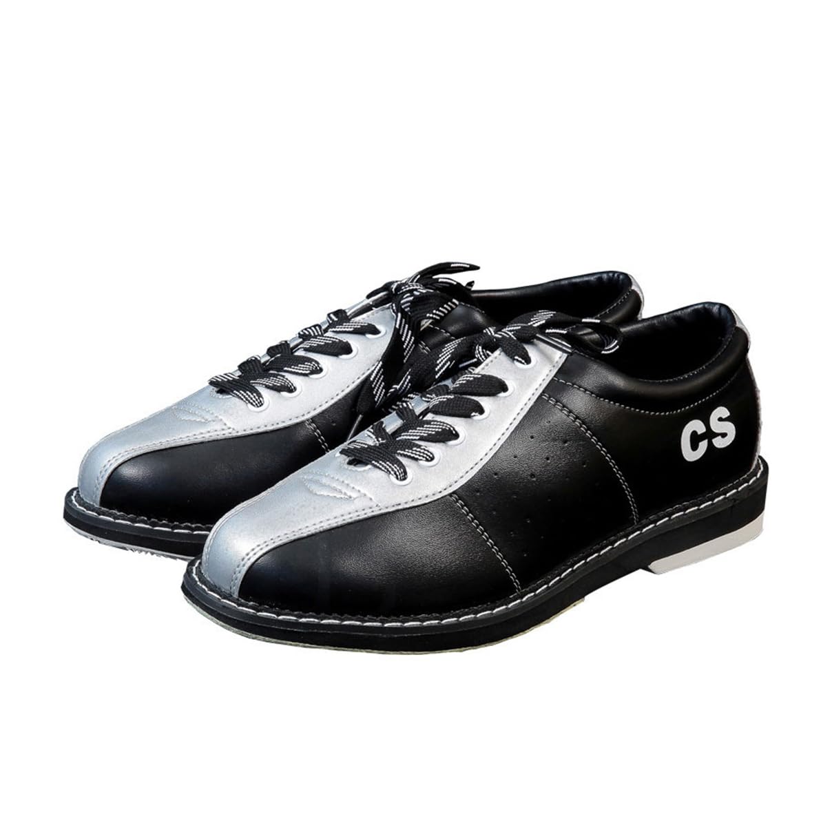 Männer Frauen Bowling Trainer, Leder Bowls Schuhe Atmungsaktive Professionelle Bowling Sport Schuhe,Silber,40 EU