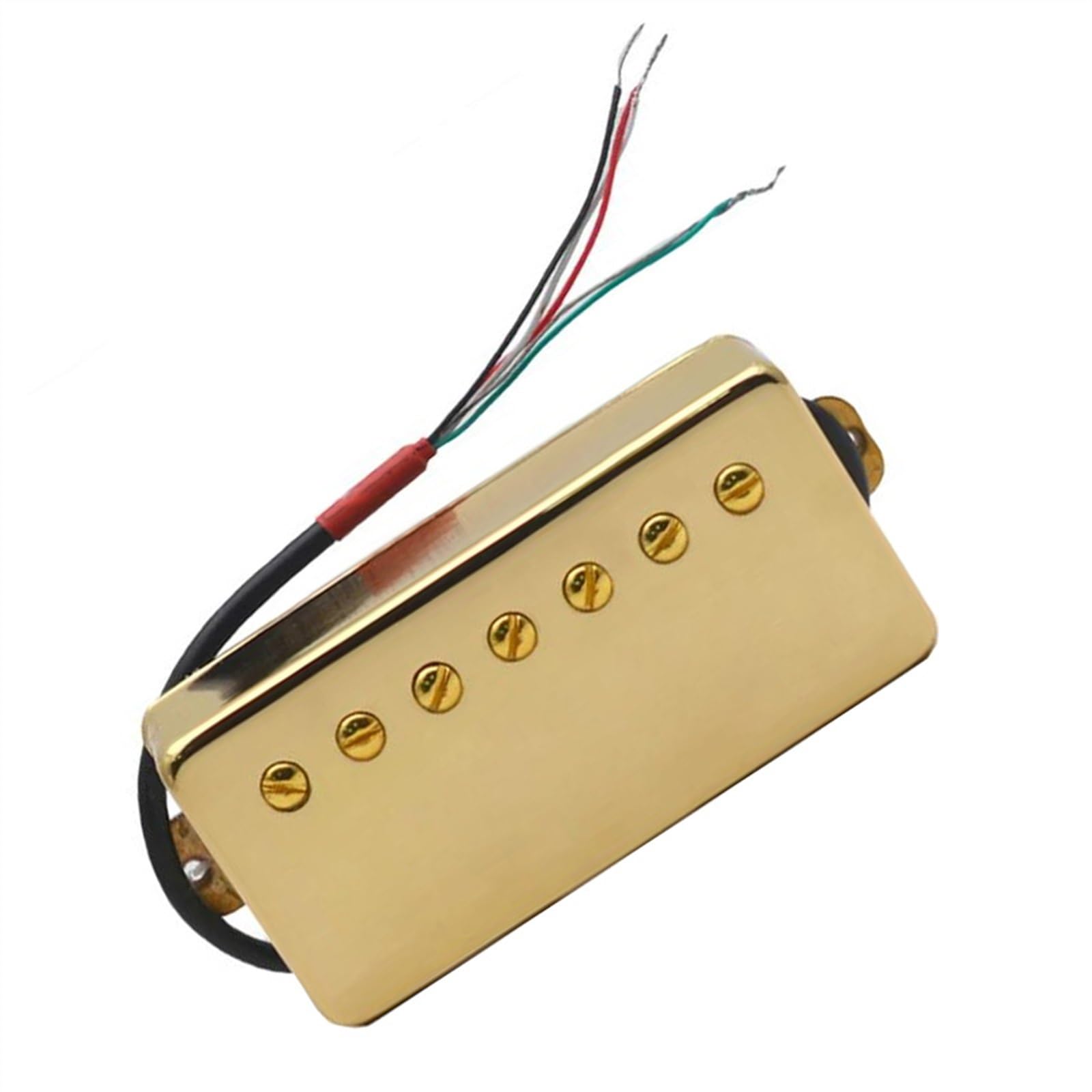 Goldfarbene 7-Saiter-Gitarre mit Messingabdeckung, Humbucker-Hals-Tonabnehmer, verstellbarer Schraubspulen-Spalt-Tonabnehmer Single-Coil-Tonabnehmer